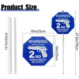 AzReference Protected by 2nd Amendment Security Sign - 10" x 28" No Trespassing Warning Sign with Aluminum Ground Stakes - Home Security Alarm Yard Signs - Rust Free Aluminum Composite
