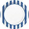 Unique Party 38015 - 23cm Royal Blue Striped Party Plates,