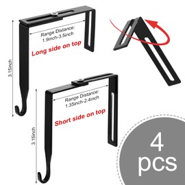 Amylove 4 Pcs Adjustable Cubicle Hanger Universal Partition Metal Cubicle Hooks Door Hanger, Adjusted to Fit Panels with 1 3/8 Inch to 3 1/2 Inch Thickness for Office Whiteboard (Black)