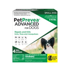 PetPrevea Advanced for Dogs | Repels & Kills Fleas, Ticks & Mosquitoes | Convenient & Easy to Apply | Fast-Acting & Long-Lasting | For Dogs 5 to 10 lbs - 4 Doses