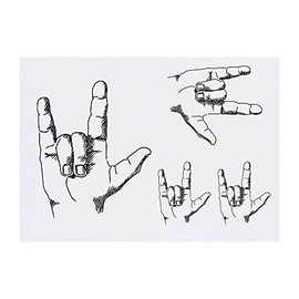 Azeeda 4 x 'Rock Hand' Temporäre Tattoos - Wasserfest, Hautfreundlich & Ungiftig · Transfers in Verschiedenen Größen (TO00015313)