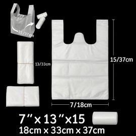 Lianpak Extra Strong Heavy Duty 30mu White Clear Vest Carrier Bags with FlexTech, Soft Touch, Recycled, Tear Resistant - Perfect for Household, Office, Kitchen & Caterers (100, 7"x13"x15")