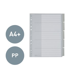 Leitz Plastic Index Blank A4 Polypropylene 5 Sheets Grey