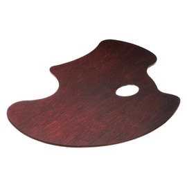 PATIKIL 16"x12" Wooden Paint Palette, Wood Painting Palette Color Mixing Round Paint Tray Palette with Thumb Hole for Oil Watercolor Artist, Dark Brown