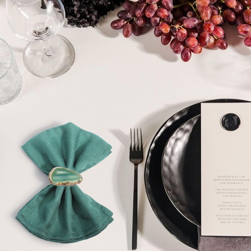 CozyTower Agate Napkin Rings Set of 4, Gold Napkin Holders