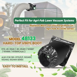 Camoo 48133 Lawn Mower Hard Top Boot for Agri-Fab Mow‑N‑Vac Series 45-0540 45-05401 Leaf Vac Parts, Upgrade Resilient Vinyl Discharge Boot, 29cm x 29cm Square Opening