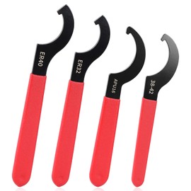 DBREAKS Pack of 4 C Hook Wrench Collet Chuck ER40/ER32/APU16/38-42 Round Nut Collet Wrench C Wrench with Non-Slip Handle