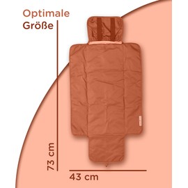 Jubi® Changing Mat Braun-Rust Made of Organic Cotton and ÖkoTex Polyester - Changing Mat for on the Go with Space for 4 Nappies & Wipes