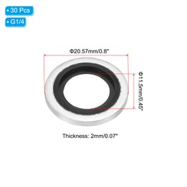 PATIKIL G1/4" Self-Centered Bonded Sealing Gasket, 30Pcs NBR Metal Bonded Sealing Washers Automotive Washers for Mechanical, Plumbing, Cylinder Repairs