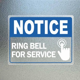 YIKIADA Notice Ring Bell for Service 8 × 6 Inches Sticker Vinyl Removable Desk Service Self Adhesive Decals Hotel Reception Area Cling Wall or Door Sign Office Window 5 Pack