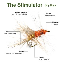 YZD Fly Fishing Big Trout Flies Kit Top 10 Steelhead Flies Flyfishing Gear Premium Wet Dry Flies Trout Lures Streamer Nymph Emerger Fishing Assorted Trout Flies Bass Salmon (Classic Trout Flies Kits 05)