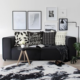 Aoihrraan Cushion Covers Set of 4, Black and White Geometry Throw Pillow Covers Sweet Home Minimalist Soft Short Plush Square Pillowcase for Sofa Couch Bedroom Car Chair Home Decor 16"x16"