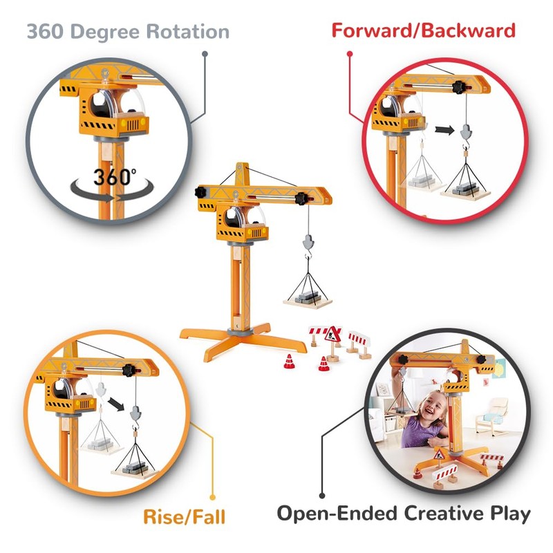 Hape Playscapes Crane Lift Playset| Construction Truck Vehicle Playset for