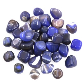 Hilitchi Blue Agate Stone Tumbled Stones for Plants Cacti & Succulents Bedding, Vase Filler, Landscape Bottom Decoration (About 1lb(455g)/Bag)