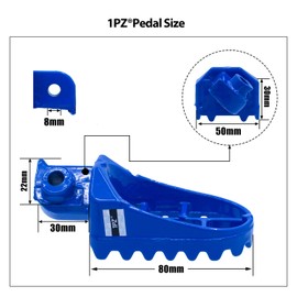 1PZ AP1-Y01 Reposapiés de la motocicleta, 2 piezas Aleación de aluminio Azul, Izquierdo y Derecho, Reemplazo de Honda XR50R CRF50 CRF70 CRF80 CRF100F Yamaha PW50 PW80 TW200 TTR90 TTR90E Dirt Bike