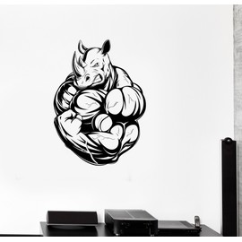 Large Wall Vinyl Sticker Decal Power Sport Fitness Bodybuilding Rhino Muscles (ed493) Dark Blue