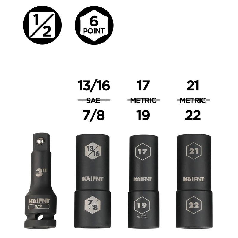 KAIFNT K232 Extra Thin Wall Impact Flip Socket Set, Lug