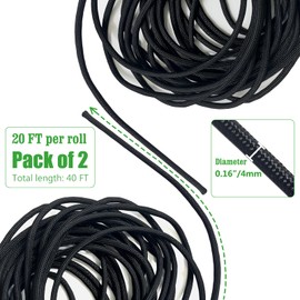 40 FT Patio Umbrella Replacement Cord Line 0.16" Diameter,Heavy Duty Patio Umbrella Nylon Rope,Outdoor Camping Utility Rope String (Black, 40 FT)