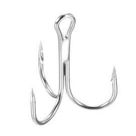 PATIKIL Pack of 20 2# Treble Fishing Hooks 1.02 Inch L Carbon Steel Sharp Round Curved Hook Triple Barb Hook for Freshwater Saltwater, White