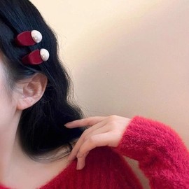 Simple Classic Velvet Pearl Retro Mini Hairpin Red 1P (WFKXPSL) / 심플 클래식 벨벳진주 레트로 미니머리핀 레드 1P (WFKXPSL)