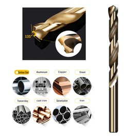 5pcs M35 HSS Gold Cobalt Jobber Drill Bit Set For Stainless Steel, Metal, Twist Drill Bit Sets Supplied In A Box, 5mm-9mm Drill Bit Set