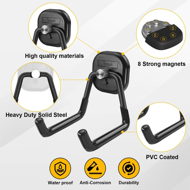 BPOPO 2 Pcs Heavy Duty Magnetic Hooks with Double Prong,