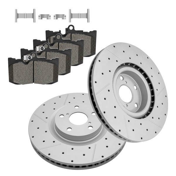 Fraxle Front Drilled & Slotted Disc Brake Rotors and Ceramic