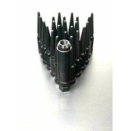 TJF AUTO 32PC BLACK 14X2 CONICAL SEAT SPIKE LUG NUT 4.5'' FIT F150 NAVIGATOR EXPEDITION