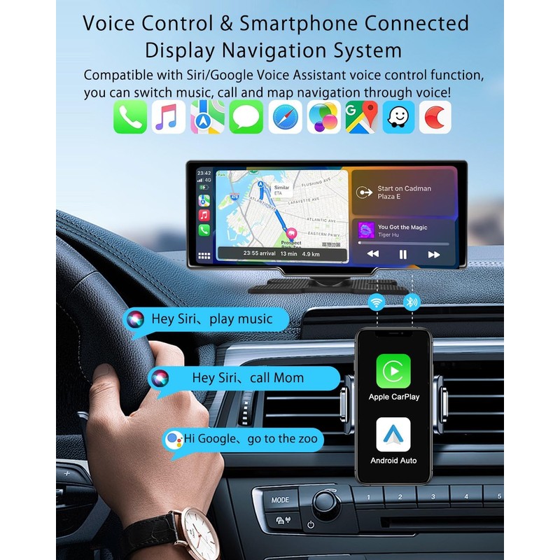 CHOVE Wireless Apple Carplay Screen for Car, 10.26" Apple Car
