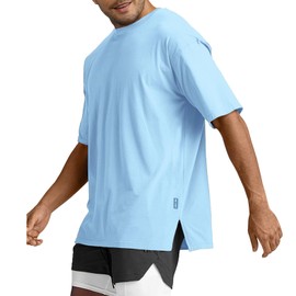 Men's Oversized Workout T-Shirts Lightweight Quick Dry Short Sleeve Tshirts Crew Neck Loose Fit Athletic Tops