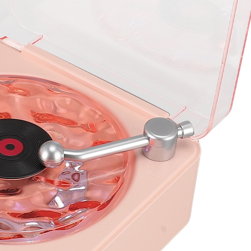 Record Player Style Bluetooth Speaker with Night Light and Time