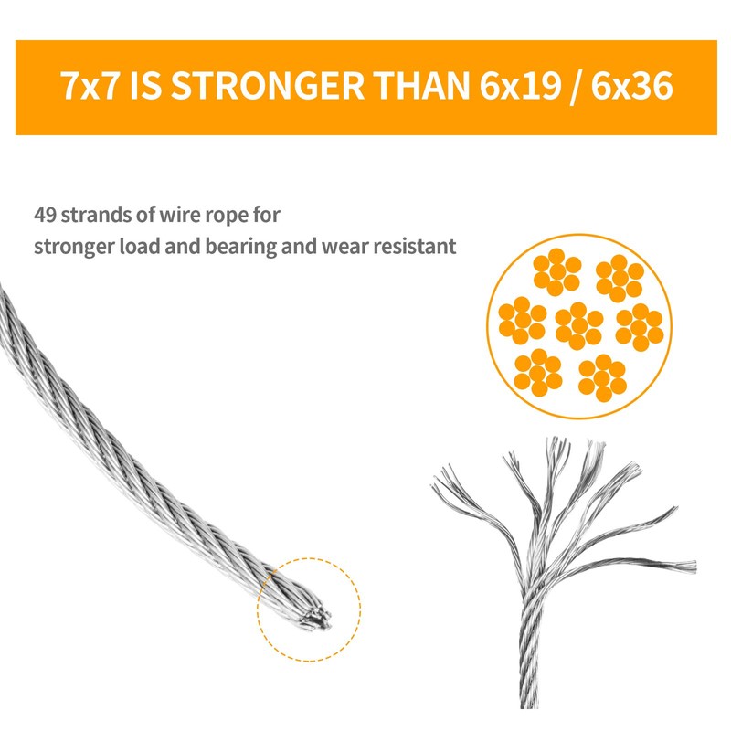 Eowpower 1/16 inch Stainless Steel 304 Aircraft Cable Wire Rope