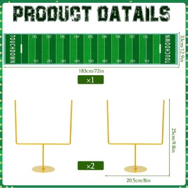 3 PCS Metal Football Goal Post Decoration Football Table Decor Football Field Goal Post Decoration Football Table Decorations for Football Theme Birthday Party Supplies