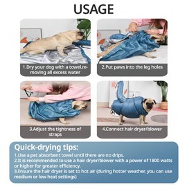 MANON ROSA Dog Drying Bag Hands Free Quick Drying Pet Grooming Tool for Small Medium Large Puff Fluff Dogs & Cats, 360 Degree Shower Bath Hair Dryer Suit (XX-Large)