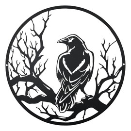 Heoclao 11.81'' Black Crow Metal Wall Art Metal Raven Wall Art Crow Silhouette Metal Wall Decor Custom Crow Metal Sign for Farmhouse Cabin Home Decor