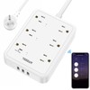 Smart Power Strip, TESSAN WiFi Flat Plug Strip with 3