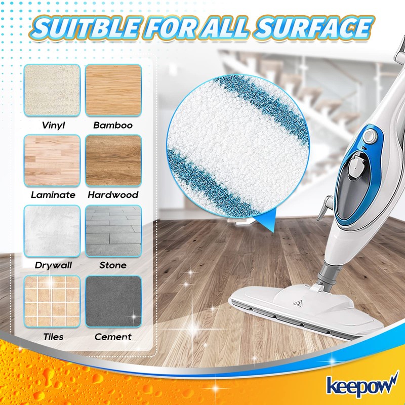 KEEPOW Steam Mop Pads Compatible with PurSteam ThermaPro 10-in-1 Steam