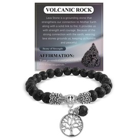 QianSiLi Inspirational Gifts For Women Anxiety Bracelet For Womens With Tree Of Life Charm Christmas Birthday Mothers Day Gifts Volcanic Rock