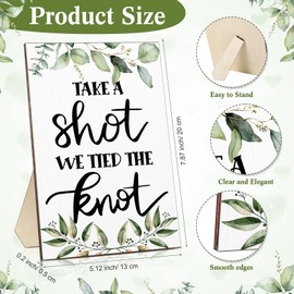 Geetery 1 Pc Take a Shot We Tied The Knot Sign with 100 Pcs Gift Wrap Tag and 2 Bundles Rope for Wedding Party Bridal Shower Decorations