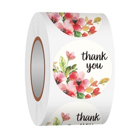Heyfibro 500 PCS 1.5" Thank You Sticker for Small Business, Baking Packaging, Gift Cards, Envelopes Seals, Wedding(Flower 4)