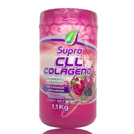 CLL Colágeno Hidrolizado sabor Granada Zarzamora 1.1 kg Supra  En Polvo  Omega 3,6,9  DHA  EPA  DPA  Vitamina A, C, E  Zinc  Magnesio  Coenzima Q10...