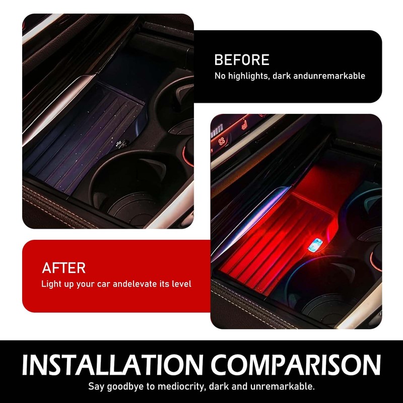 Zikefest 4PCS USB LED Car Interior Atmosphere Lamp, Mini LED