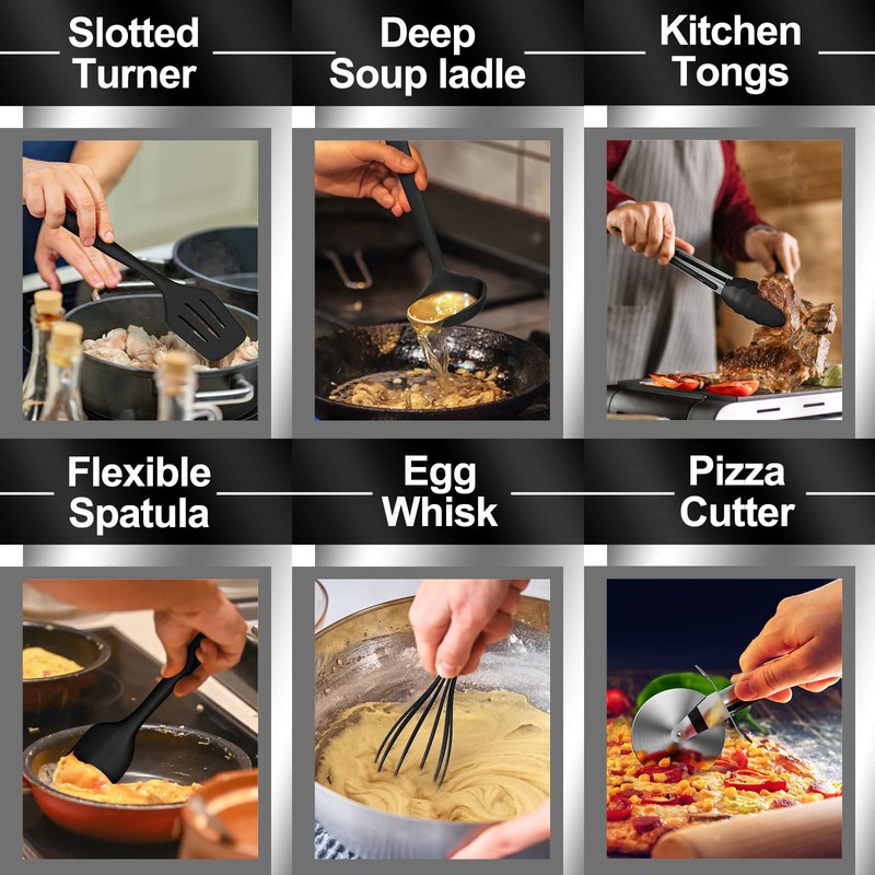 43 Pcs AIKKIL Kitchen Utensils Set, Heat Resistant Silicone Cooking