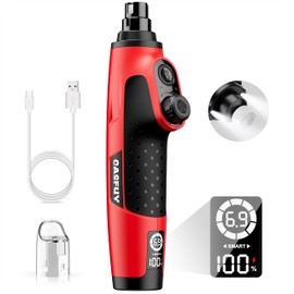 Casfuy Smart 6-Speed Dog Nail Grinder - 50% More Power Pet Nail Grinder with 2 LED Lights Quiet Rechargeable Electric Dog Nail Trimmers File Toenail Grinder for Large Medium Small Dogs & Cats (Red)