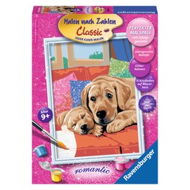 Ravensburger 28272 - Hundeliebe - Malen nach Zahlen mit Glittereffekt, 18 x 24 cm