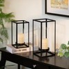 Staymoment Black Metal Lantern Decorative Set of 2 with Hurricane
