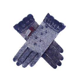 Dents Women's Cotton Crochet Gloves NAVY ONE