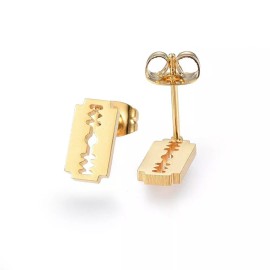 Unbranded Stainless Steel Set Earrings Pendant Necklace Blade Gold 16.54" P731