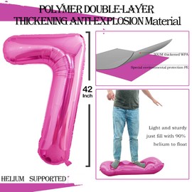 GOER 42 Inch Pink Number 27 Number 72 Balloons,Jumbo Foil Helium Balloons for 27th or 72nd Birthday Party Decorations and Anniversary Event