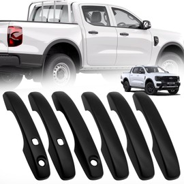 JHCHAN for Ford Ranger 2024 Accessories - T9 Door Handle Cover for 2023 Ranger Wildtrak Raptor Platinum XLT XL Tremor Side Door Handle Protector Trim Guard Matte Black ABS 6PCS
